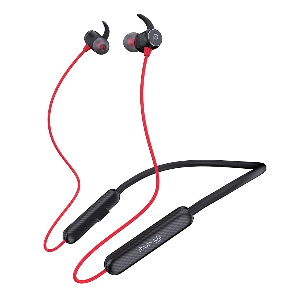 Probuds N31 Wireless Bluetooth Neckband (with Mic) | 45+ hrs Playtime | ENC | 12 hrs Fast Charge in 10 mins | Water Resistant (IPX6) | BT V5.3 | 60 ms Low Latency | Dual Device Pairing (Wild Red)