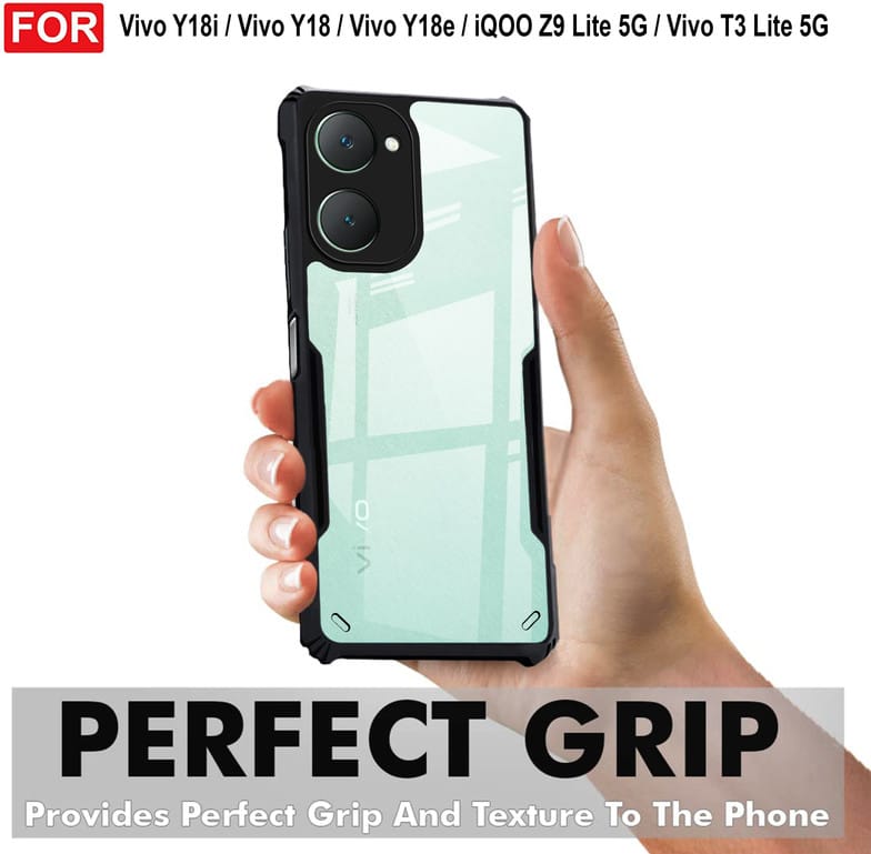 Zapcase Back Cover for Vivo Y18i  (Black, Shock Proof, Pack of: 1)
