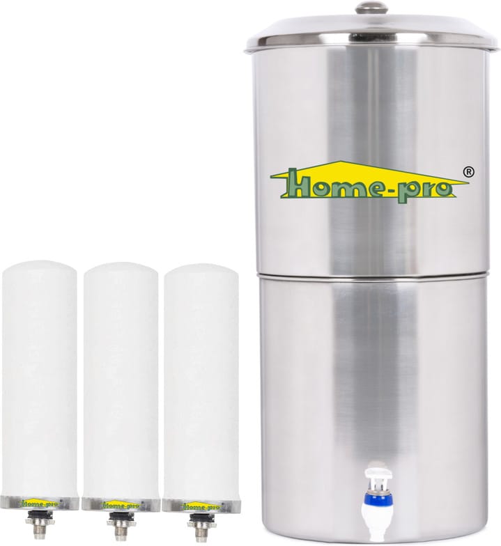 Home-pro Stainless Steel Water Filter | Non Electric | Long Ceramic Candle 3 | 24 L Gravity Based Water Purifier  (Silver)
